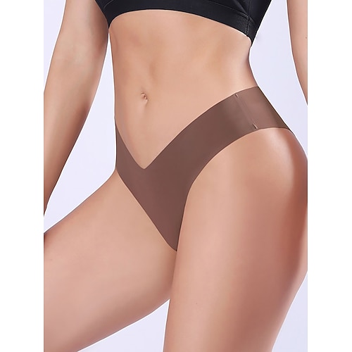 Damen Slips Elastischer BundNightwearBaumwolle Nylon Lässig Einfarbig Mode Sportlich Schwarz Leicht Braun Kamel Braun Khaki Frühling Sommer Image