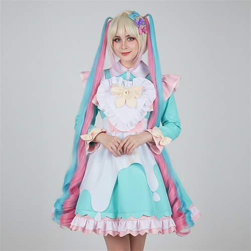 Dienstmädchenkostüm Anime Kleid Outfits Maskerade Cosplay-Anzüge Halloween Anime Expo Perücke Kostüm Für Damen Erwachsene Image