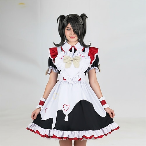 Dienstmädchenkostüm Anime Kleid Outfits Maskerade Cosplay-Anzüge Halloween Anime Expo Perücke Kostüm Für Damen Erwachsene Image