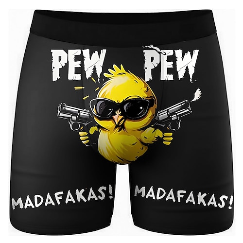 Herren Cartoon Küken Lustiger Slang Dehnbare Boxershorts Badeshorts Boxer-Badeshorts Lustig Lässig Heim Strandurlaub Elastischer Bund Feuchtigkeitsableitend Atmungsaktive Unterwäsche Designer Image