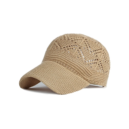 Gehäkelter Sonnenhut für Damen mit breiter Krempe und ausgehöhltem Design – leichte, atmungsaktive Sommerkappe für Reisen im Freien, Strand und Garten Image