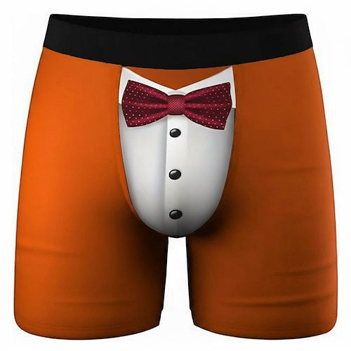 Herren Kostüm Falsches Kragen- und Anzugdesign Dehnbare Boxershorts Badeshorts Boxer-Badeshorts Lustig Lässig Heim Strandurlaub Elastischer Bund Feuchtigkeitsableitend Atmungsaktive Unterwäsche Image