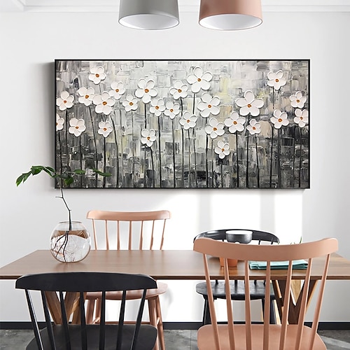 Handgefertigtes Ölgemälde auf Leinwand, Wandkunst, Dekoration, abstrakte Blumenmalerei, weiße Kirschblüte, für Wohnkultur, gerollt, rahmenlos, ungedehnt Image
