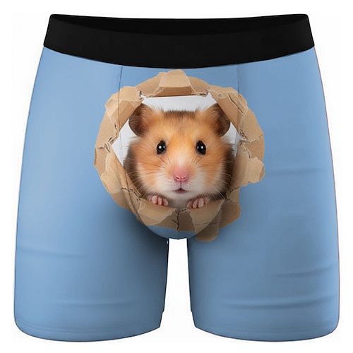Herren Tiermotiv Hamster Dehnbare Boxershorts Badeshorts Boxer-Badeshorts Lustig Lässig Heim Strandurlaub Elastischer Bund Feuchtigkeitsableitend Atmungsaktive Unterwäsche Designer Bekleidung Image