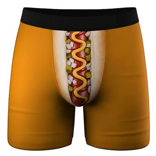 Herren Neuheit Wurst Dehnbare Boxershorts Badeshorts Boxer-Badeshorts Lustig Lässig Heim Strandurlaub Elastischer Bund Feuchtigkeitsableitend Atmungsaktive Unterwäsche Designer Bekleidung Image