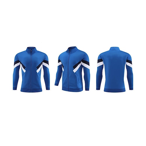 Herren Geometrisch Fußball-Sommer Global Match Laufjacke Outdoorjacke Sportjacke Reißverschluss Tasche Langarm Oberbekleidung Herbst Winter Schnelltrocknend Leicht Atmungsaktiv Fitnessstudio Image