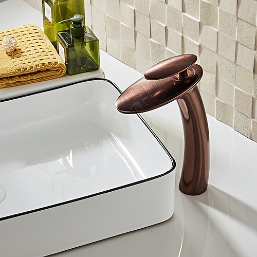 Badarmatur Einhand-Silber-Wasserfall-Nickel gebürsteter Waschbeckenhahn mit Kalt- und Warmwassermischer Image