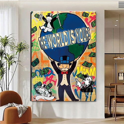 Handgefertigtes handgemaltes Ölgemälde Wand moderne abstrakte Malerei Alec Monopol Street Art Geld Leinwand Gemälde Heimdekoration Dekor gerollte Leinwand kein Rahmen ungedehnt Image