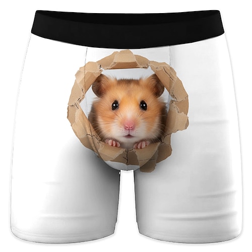 Herren Tiermotiv Hamster Dehnbare Boxershorts Badeshorts Boxer-Badeshorts Lustig Lässig Heim Strandurlaub Elastischer Bund Feuchtigkeitsableitend Atmungsaktive Unterwäsche Designer Bekleidung Image