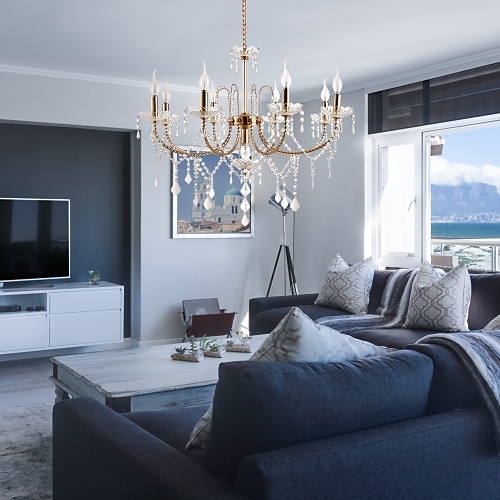 9-Licht 75 cm Kristall Kerze Stil Kronleuchter Kronleuchter Metall Kerze Stil galvanisiert andere rustikal / Lodge modern zeitgenössisch 110-120 V 220-240 V. Image