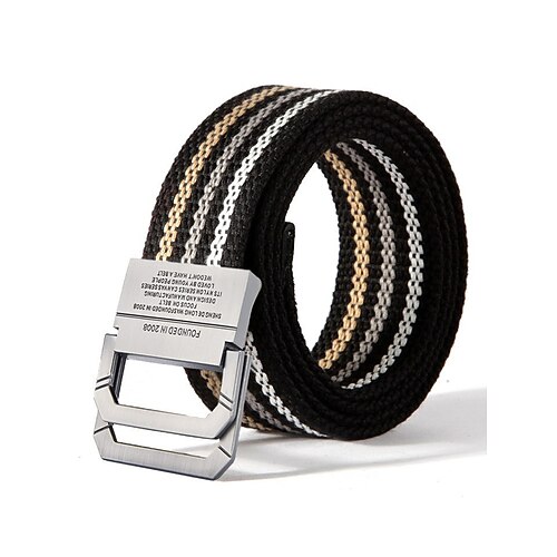 verstellbarer Nylon-Canvas-Gürtel mit Streifendesign und Metallschnalle, robuster Freizeitgürtel für Männer und Frauen, perfekt für Outdoor-Aktivitäten, Sport und den Alltag Image