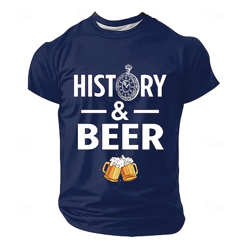 Herren Bier Geschichte T Shirt Kurzarm T-Shirt 3D-Druck Rundhalsausschnitt Hemd Mode Täglich Täglich Straße Blau Schwarz Rote Sommer Frühling Bekleidung S M L XL XXL XXXL Image