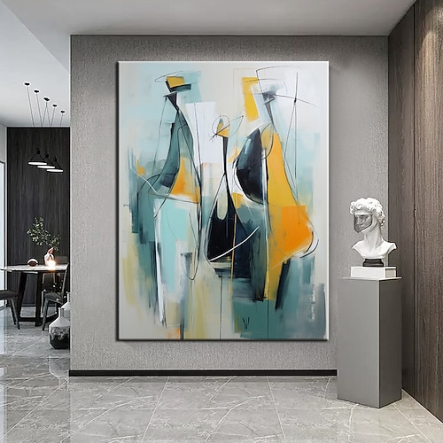 Ölgemälde, handgemalte Wandkunst, abstraktes Gemälde, Figurenbild, Wandkunst, grüne abstrakte Malerei, Kunstdame, abstraktes Gemälde, große moderne Wandkunst, Heimdekoration, fertig zum Aufhängen oder Image