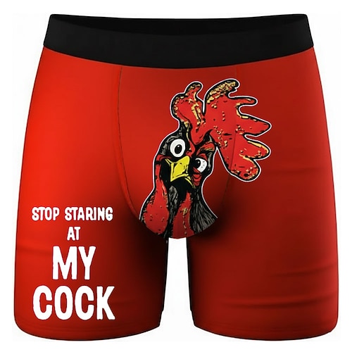 Herren Hahn Küken Lustiger Slang Dehnbare Boxershorts Badeshorts Boxer-Badeshorts Lustig Lässig Heim Strandurlaub Elastischer Bund Feuchtigkeitsableitend Atmungsaktive Unterwäsche Designer Bekleidung Image