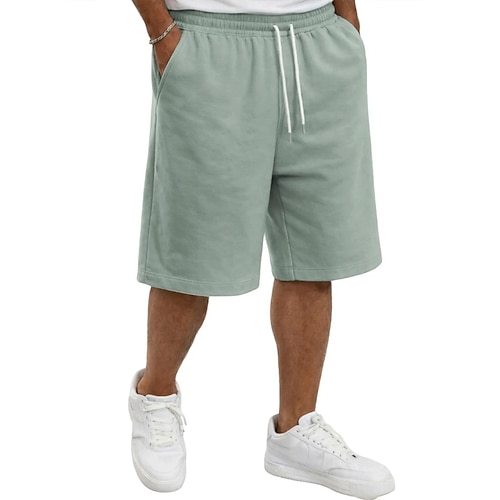 Herren Shorts Sommershorts Freizeitshorts Tasche Elastischer Bund Rein Einfach Komfort Atmungsaktiv Knielang Lässig Outdoor Strand Urlaub Mode Schwarz Weiß Mikroelastisch Image