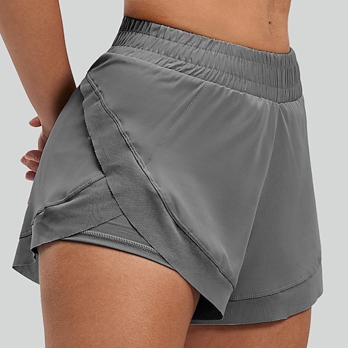 Damen Shorts Sommershorts Freizeitshorts Aktiv Urlaub Mode Kurz Mittlere Taille Einfarbig Tasche Elastischer Bund Komfort Weich Atmungsaktiv Mikroelastisch Streetwear Laufen Sport Outdoor Schwarz Image