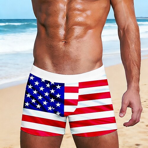 Herren 250. Jahrestag des Unabhängigkeitstages der USA am 4. Juli US Flagge Dehnbare Boxershorts Badeshorts Boxer-Badeshorts Patriotisch Lässig Heim Strandurlaub Elastischer Bund Image