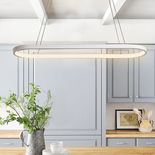 1-flammig 70c/90m led pendelleuchte 40w ovales design rechteckig aluminium schwarz lackiert moderne lampe für esszimmer restaurant kaffeebar 110-240v nur dimmbar mit fernbedienung Image