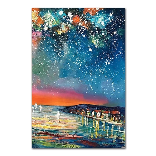 mintura handgefertigte Sterne Ölgemälde auf Leinwand Wandkunst Dekoration modernes abstraktes Landschaftsbild für Wohnkultur gerolltes rahmenloses ungedehntes Gemälde Image