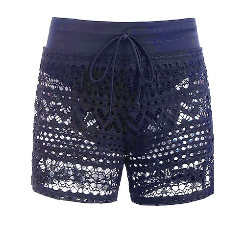 Damen Badeanzug Badeshorts Dehnbare Boxershorts Slips Bademode sexy Ausschnitt Kordelzug Urlaub Strandbekleidung Einfach Ärmellos Badeanzüge Image