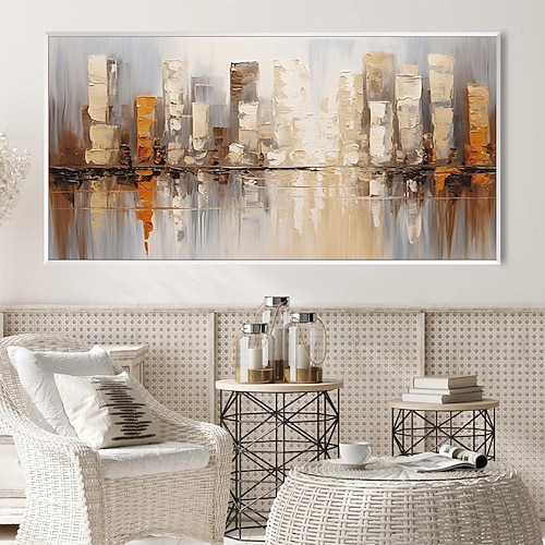 abstraktes Messergemälde handgemalte Stadtlandschaftskunst impressionistische Architektur Ölgemälde modernistische Kunst minimalistisches Ölgemälde Dekoration Kunstwerk Malerei Image