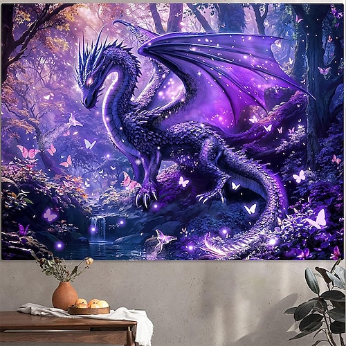 Tapisserie Banner Decke Drache 3D Fantasie Schlafzimmer Wohnzimmer Wohnheim Jugendzimmer Studentenwohnheim Wandveranda Wohndeko Image