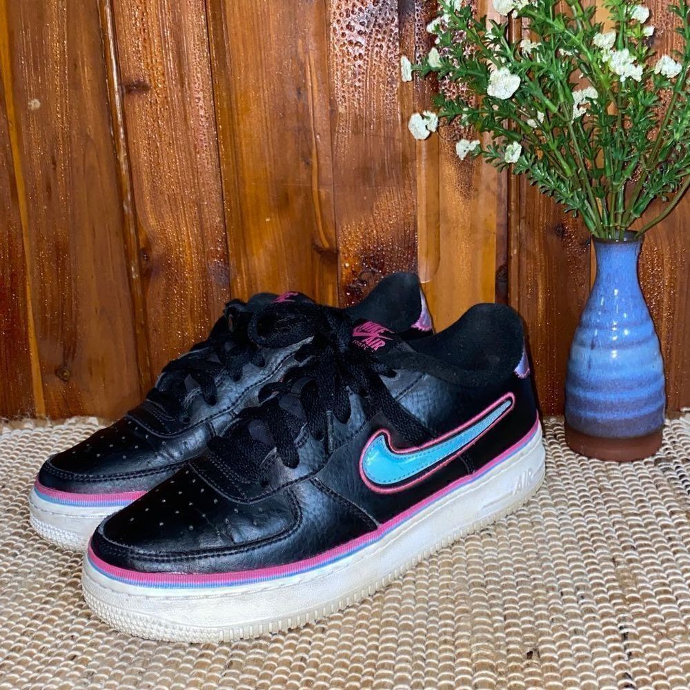 Nike Shoes | Nike Af1 Holographic Nike Air Blackshoessneakers | Color: Black/Blue | Size: 6.5g