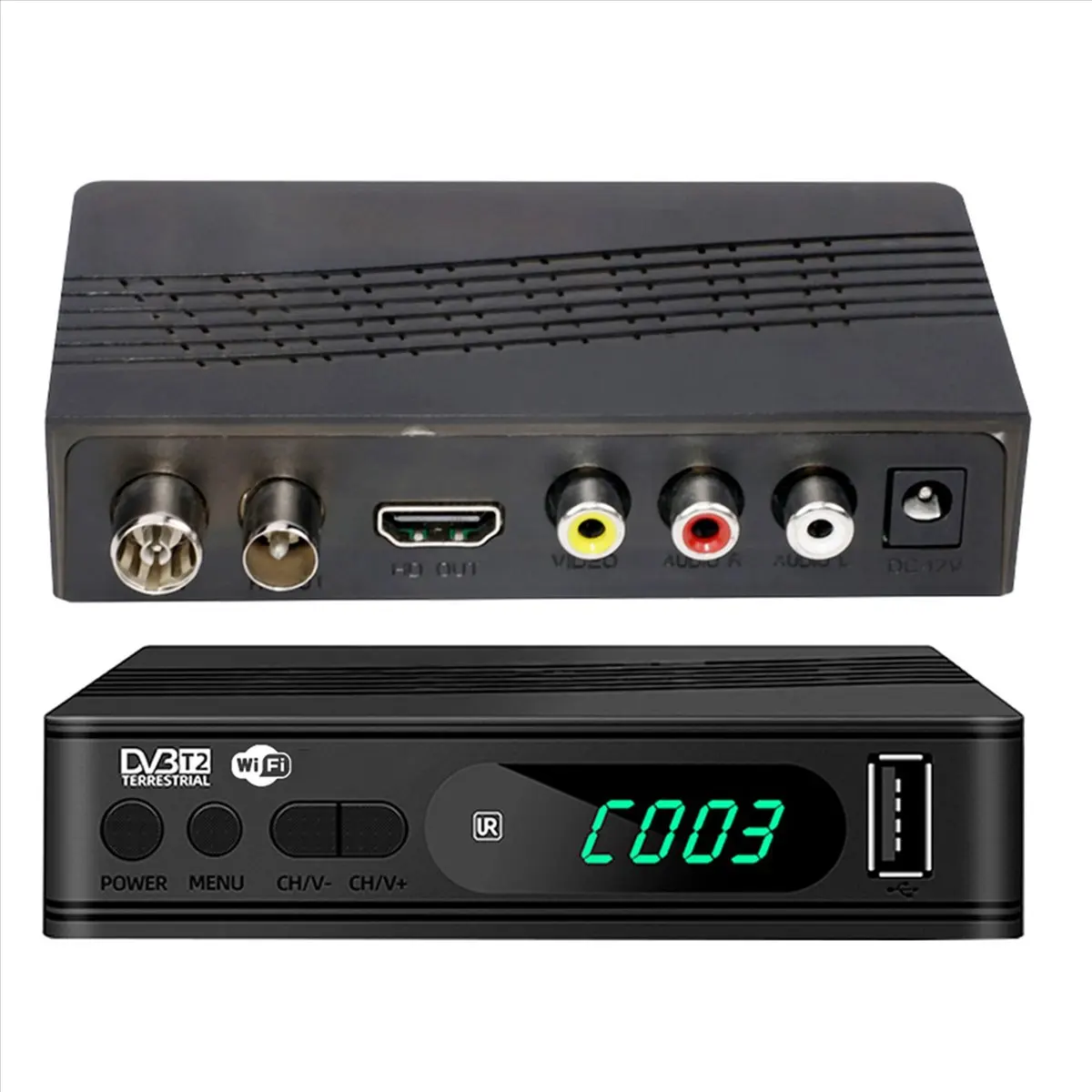 AAAL DVB-T2 Tuner TV Récepteur TV par satellite terrestre Décodeur TV numérique HEVC DVBT2 264 Boîtes TV HD Décodeur USB Prise UE