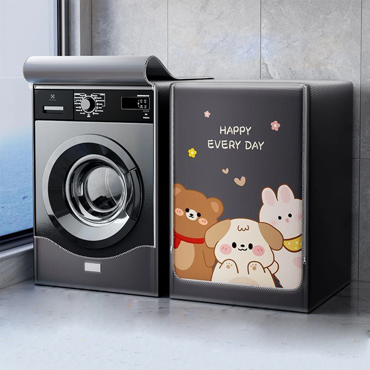 1PC Fully Automatic Drum Washing Machine Dust Cover Household Sunscreen Waterproof And Dustproof Washing Machine Cover Cloth