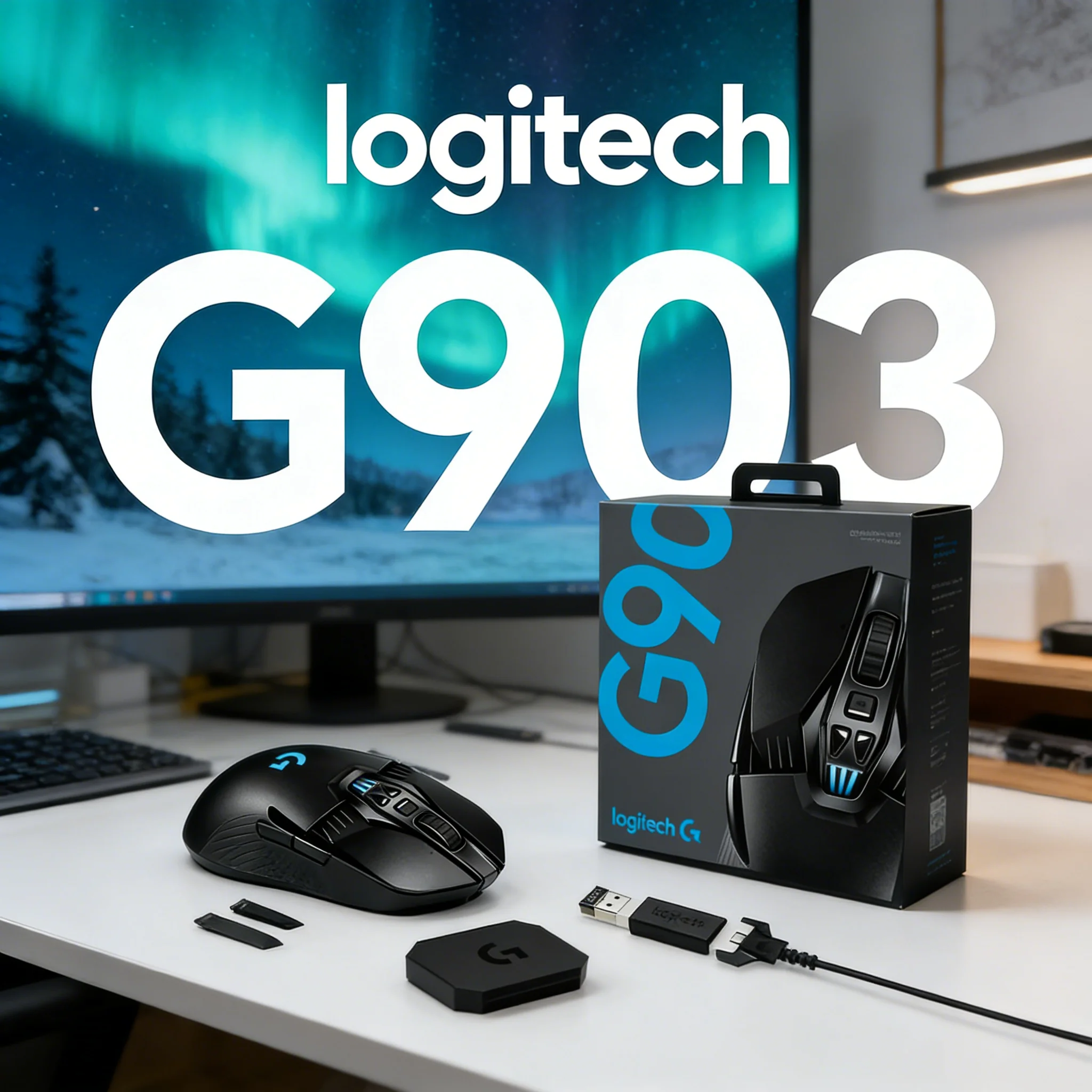 Logitech G903 LIGHTSPEED Wireless Gaming Mouse HERO 25K Sensor RGB Lighting 140+ Hour Rechargeable Battery Optimized for Gaming