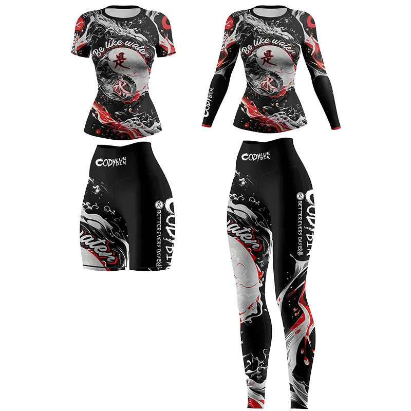 Vêtements de Sport pour femmes, vêtements de Sport de Yoga, combinaison de Sport à Compression MMA Muay Thai Rashguard, entraînement, course à pied, Fitness, survêtement d'entraînement
