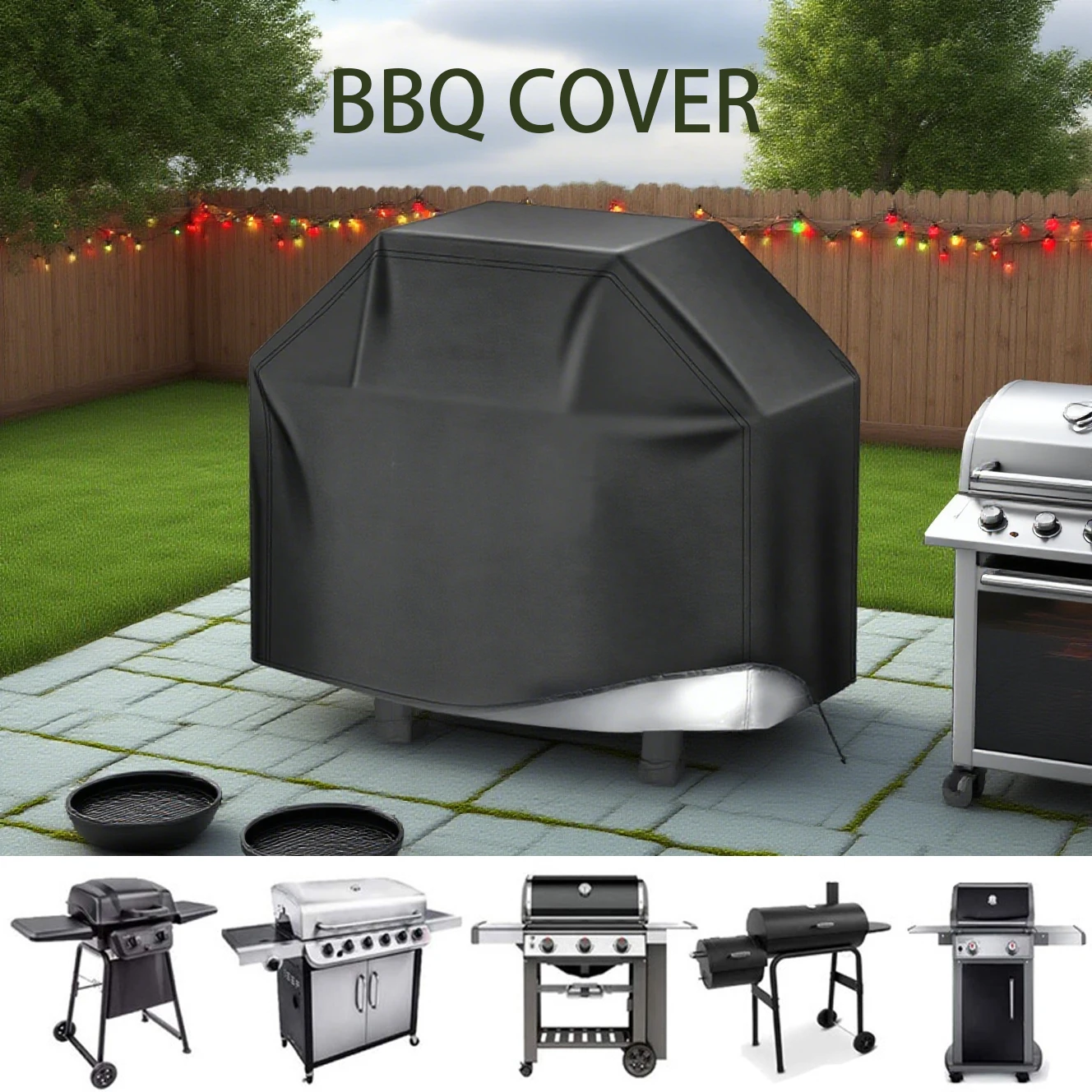 BBQ Grill Grill Abdeckung Staubdicht Wasserdicht Verdickte BBQ Abdeckung Outdoor Regendicht BBQ Abdeckung Image