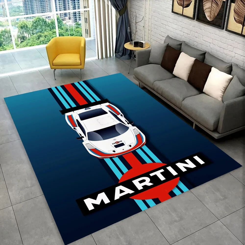 3D M-Martini Racing Car Logo Moto Teppich Teppich für Zuhause Wohnzimmer Schlafzimmer Sofa Fußmatte Dekor, Kinder spielen rutschfeste Bodenmatte Geschenk