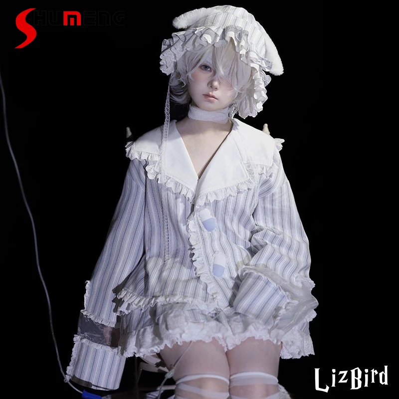 Original Design Subkultur Japanische Süße Coole Cos Langarm Hemd und Shorts 2-teiliges Set Herbst Neue Mädchen Homewear pyjamas Image