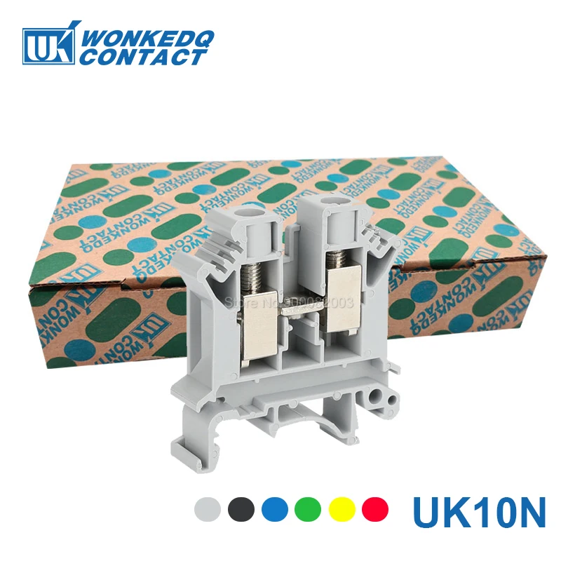 UK10N UK 10 Durchführungsschraubklemmenblock 10 mm2 Anschlusshalterung NS35 DIN-Schiene Elektrischer Universal-Streifenanschluss Image