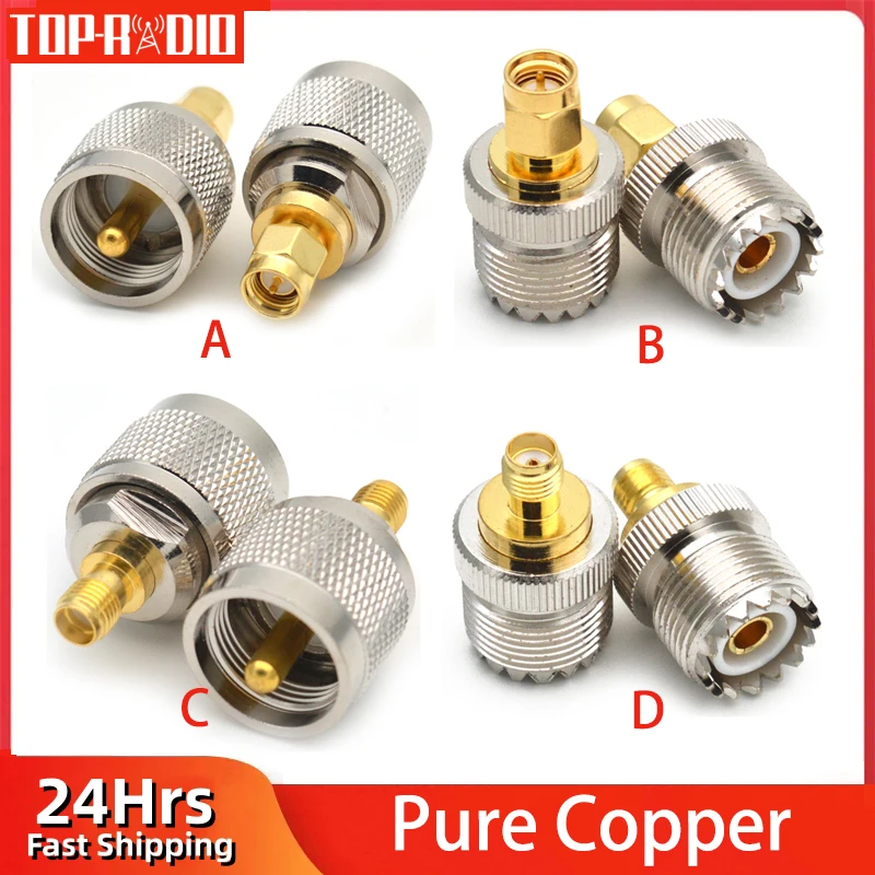 1pc SMA Zu UHF Adapter PL259 Männlich SO239 Buchse Auf SMA Weiblich Männlich Jack Stecker Gerade Radio RF stecker Konverter Messing Kupfer Image