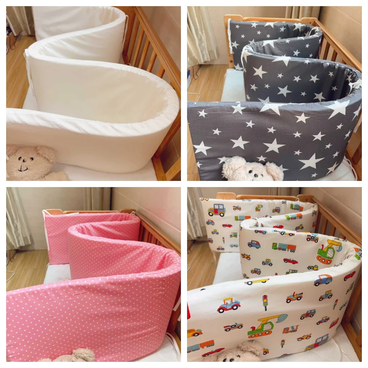 Nordic Star Baby Krippe Verdickt Anti-kollision Pad Zipper Design einteiliges Krippe Bettwäsche Schutz Pad Kissen Geschenk set Hohe Elas Image