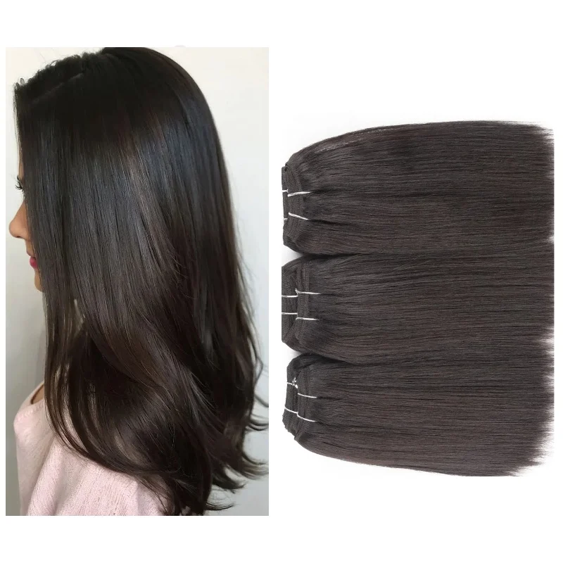 Lydia Gemischte Haarverlängerungen Weiche Glatte Yaki Gerade Synthetische Bundles 3 Teile/los Weben Doppel Schuss Weben 100 gr/teile 10-22 Zoll Image