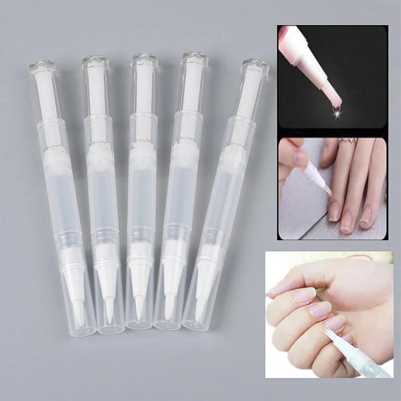 Stift mit Pinsel, transparentes kosmetisches Nagelöl, 5 Stück, 3 ml, transparente Twist-Nagel-Twist-Stifte, leerer Behälter, Stift, Lipgloss-Röhren Image