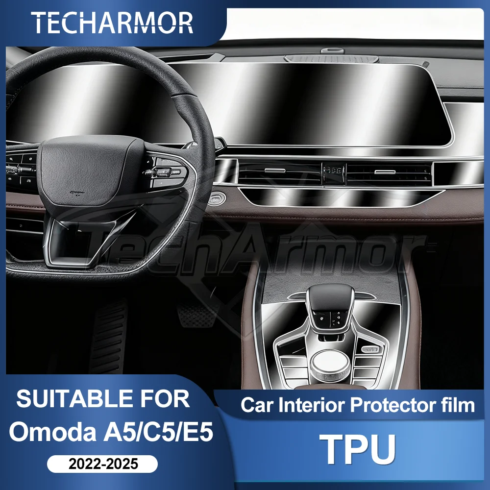 Auto Innen TPU Schutz Anti-scratch Film Für Omoda A5/C5/E5 2022-2025 Center Konsole navigation Dashboard Schutz Aufkleber Image