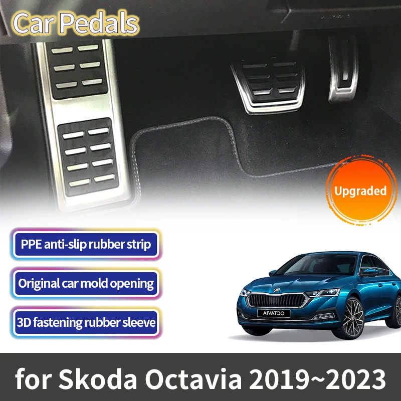 Auto-Fußpedale für Skoda Octavia Mk4 IV NX 2019 2020 2021 2022 2023, Zubehör, Gaspedalbremse, ohne Bohren, Pedalabdeckungsteile Image