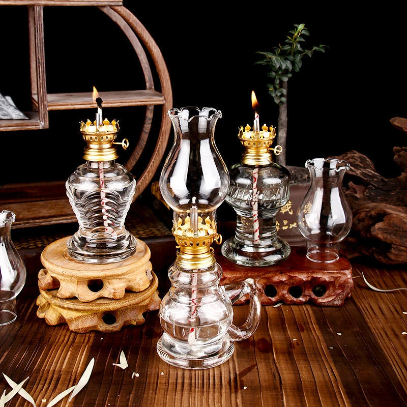 Glas-Öllampe, klassische Retro-Vintage-Laterne, tragbar, hohe Kapazität, für drinnen und draußen, dekorative Beleuchtung für Zuhause, langlebig, für den Notfall