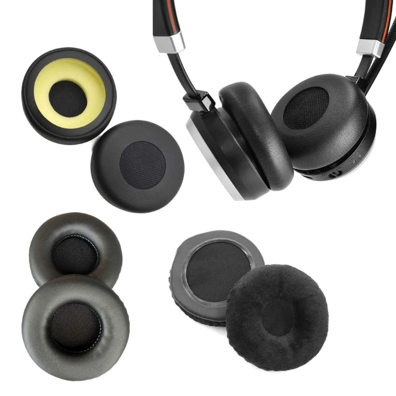 1 paar Leder Ohrpolster Kissen Abdeckung Ohrpolster Ersatz Für Jabra Evolve 20 20se 30 30II 40 65 65 + 75 75 + UC MS Headset Image