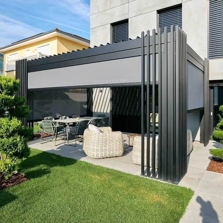 Bioklimatische wasserdichte Aluminium-Pergola-Louvre-Dach-Pavillon-Abdeckung für Terrasse, Balkon, Hinterhof, optionales LED-Zubehör Image