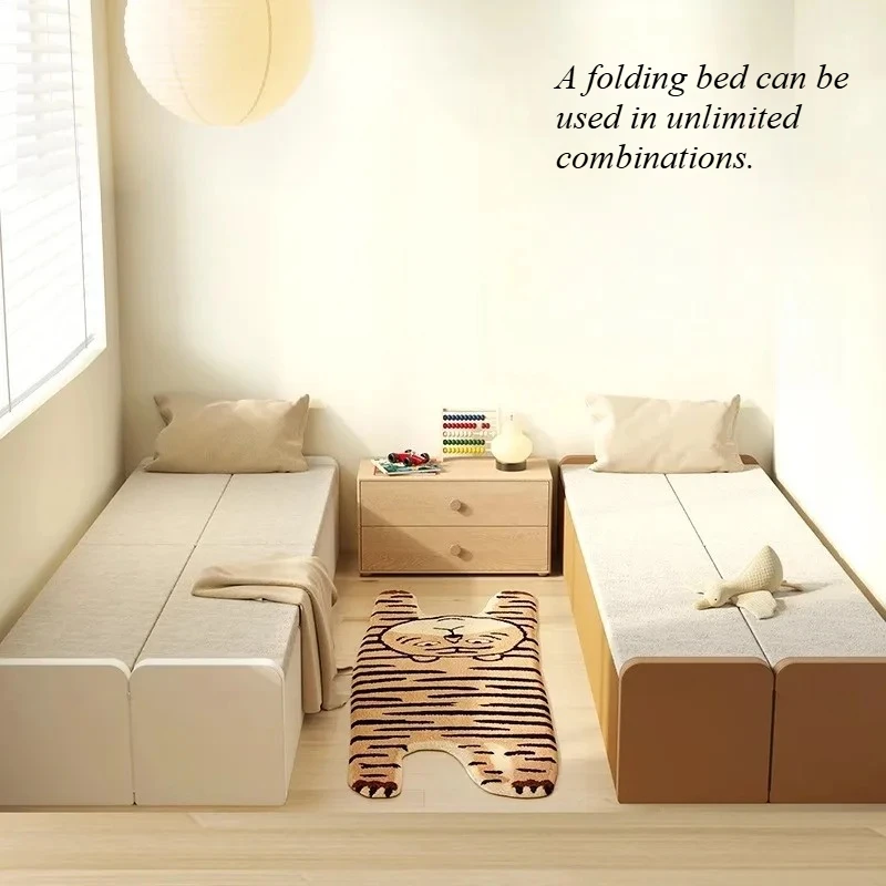 Klappbares Einzelbett für den Haushalt, einfache Liegebank, Einzelhocker, Büro-Mittagsbett, tragbare Begleitmatratze aus Kokosnuss-Palmen-Schwamm Image