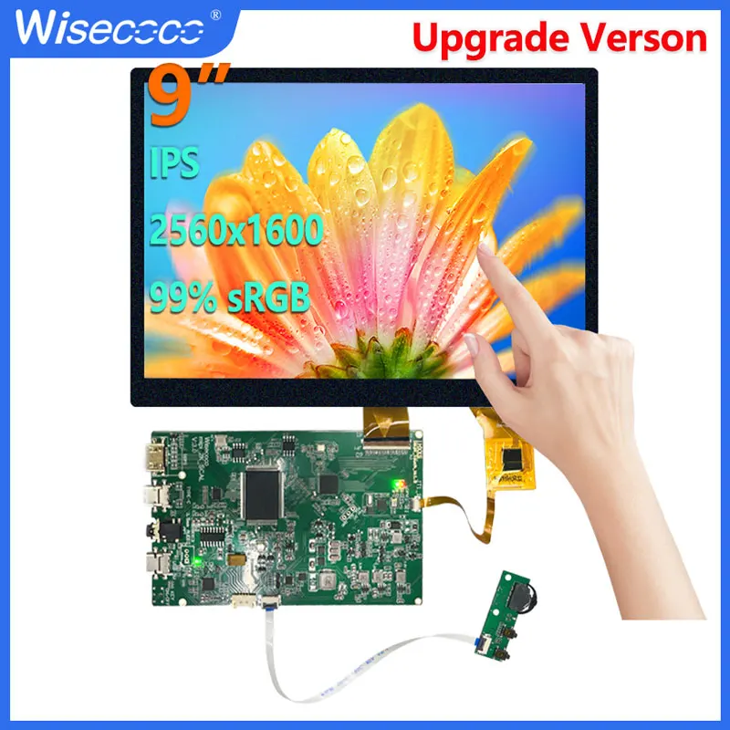 Wisecoco 9 Zoll 2560 x 1600 2,5 K Touchscreen IPS Typ C Gaming Display für Raspberry Pi PS4 XBox Laptop PC Sekundärbildschirm Telefon Image