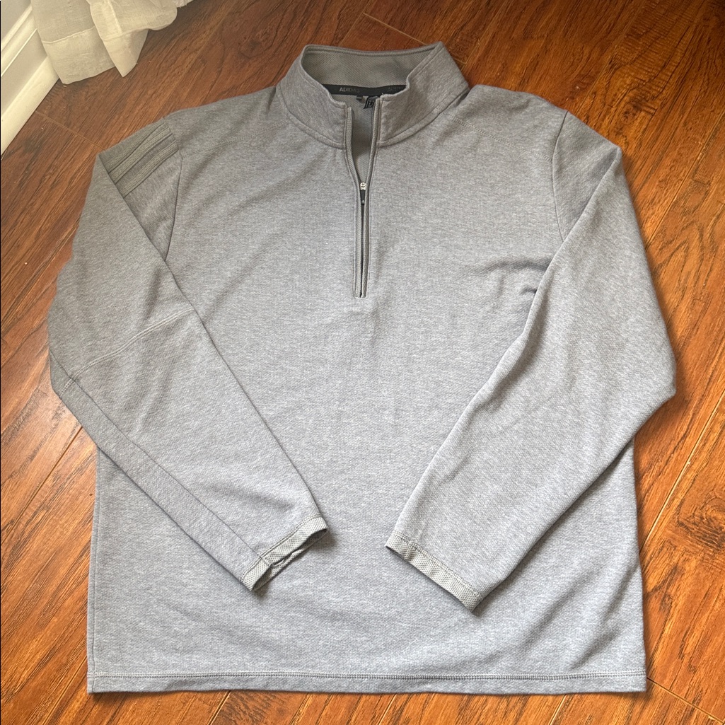 Adidas Sweaters | Adidas Men’s Large Prime Green Gray Quarter 1/4 Zip Pullover Long Sleeve | Color: Black/Gray | Size: L