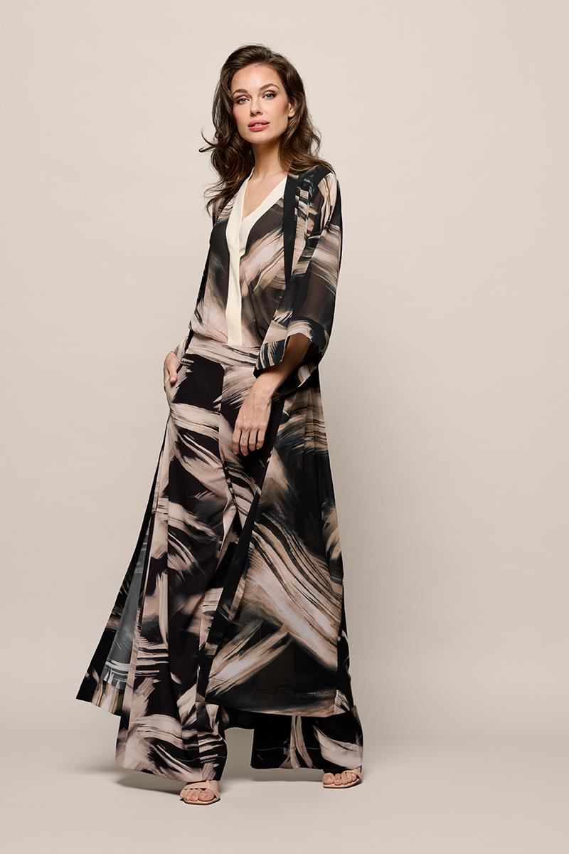Isla-Print-Kaftan Schwarz/Cremeweiß EU 42 / UK 14