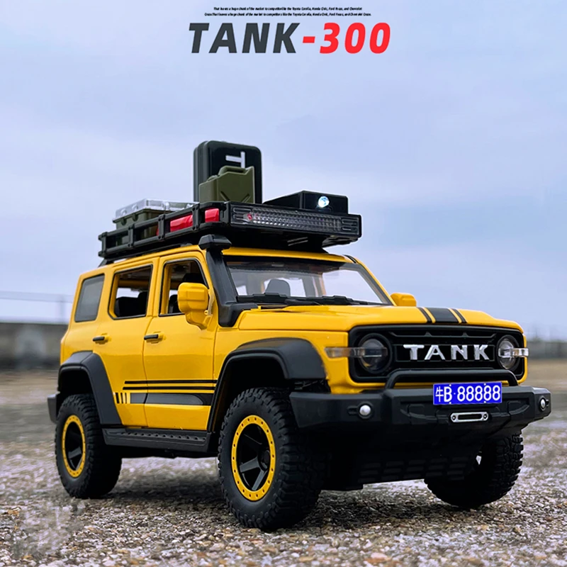 Versione fuoristrada 1:24 serbatoio 300 SUV auto in lega modello di auto diecast giocattolo in metallo veicoli fuoristrada modello di auto suono e luce regali per bambini
