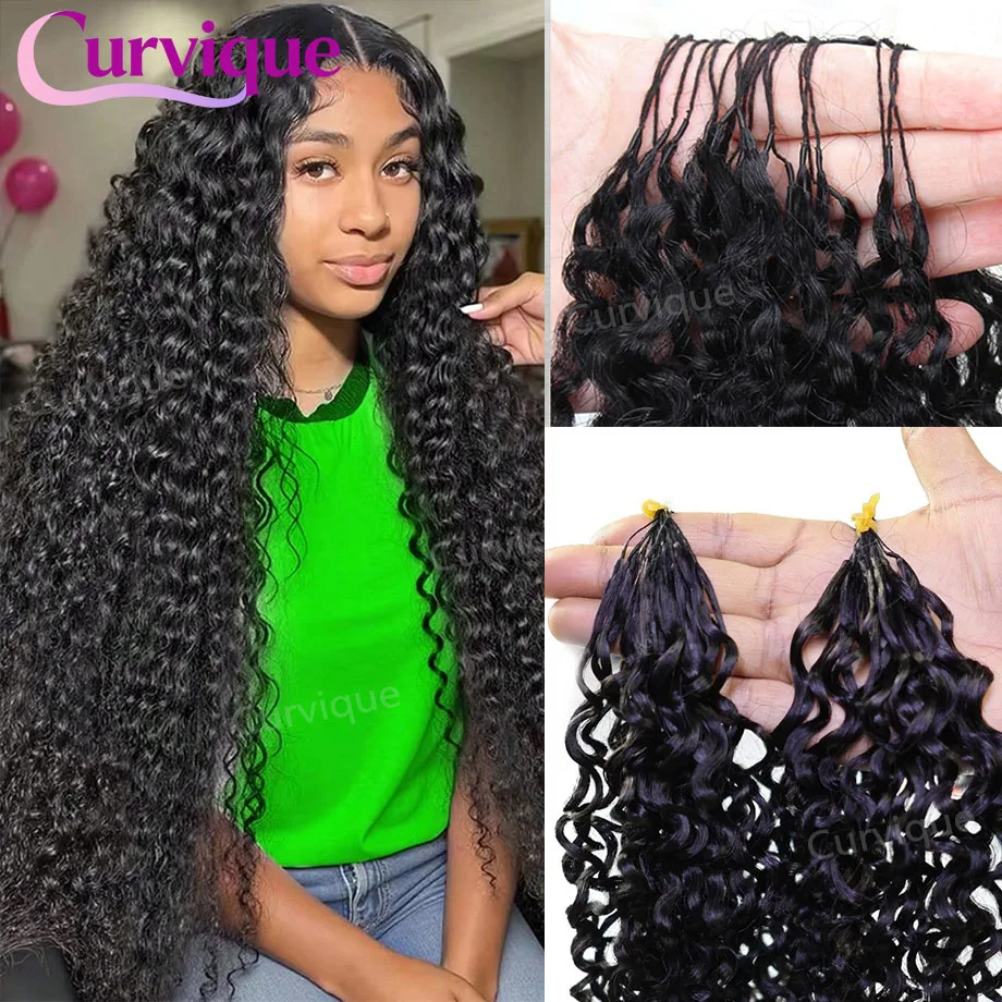 Extensioni per capelli ricci all'uncinetto, ciocche di capelli umani ricci per donne nere, capelli umani a onda profonda per uncinetto, pre-separati senza nodi